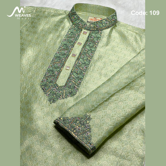 লাক্সারি কাতান কাপড়ের রাজকীয় পাঞ্জাবি – 109