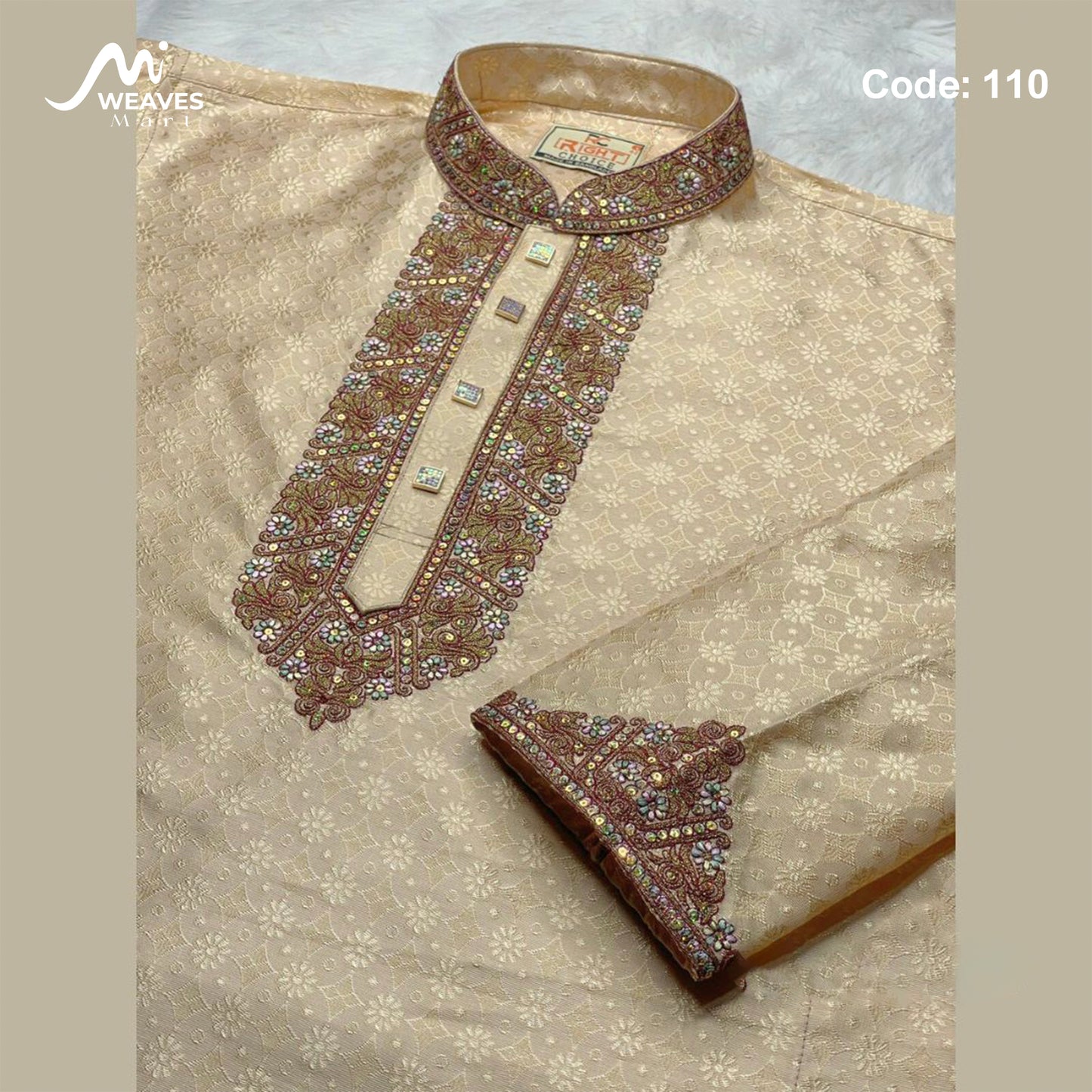 লাক্সারি কাতান কাপড়ের রাজকীয় পাঞ্জাবি – 110