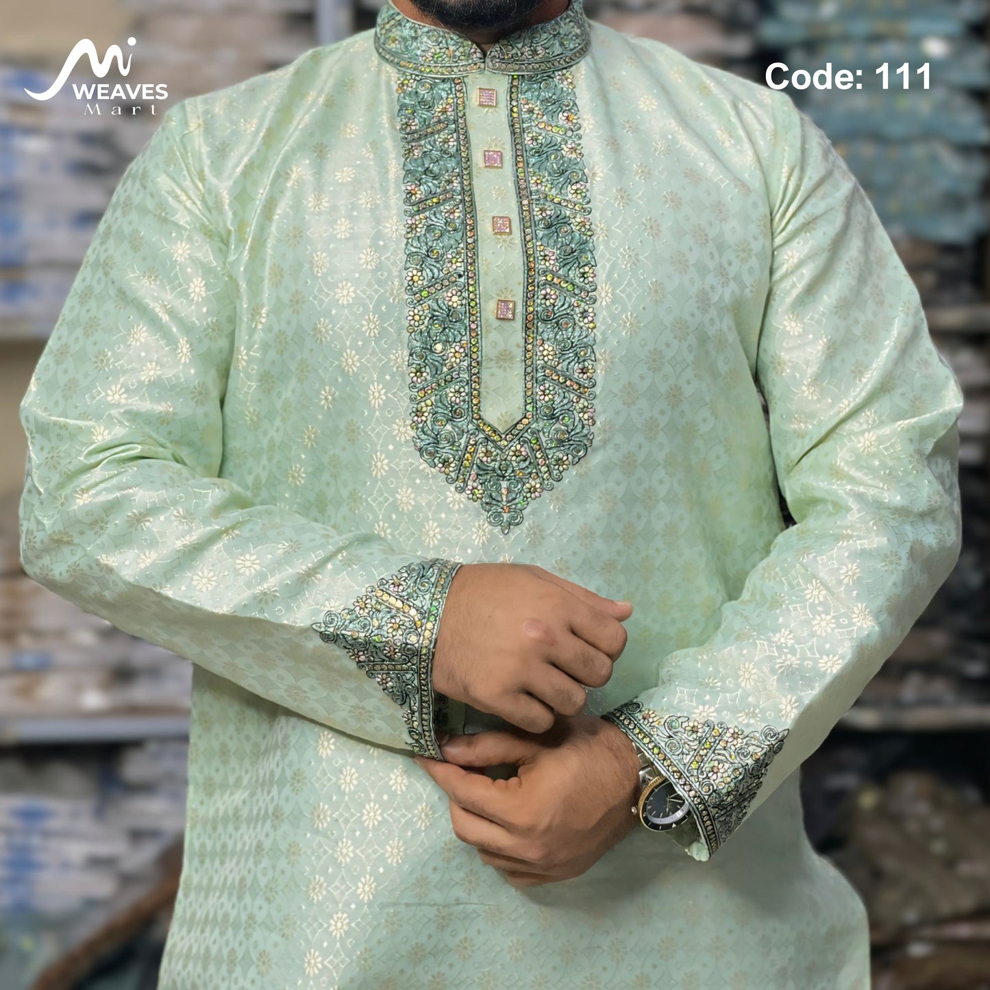 লাক্সারি কাতান কাপড়ের রাজকীয় পাঞ্জাবি – 111