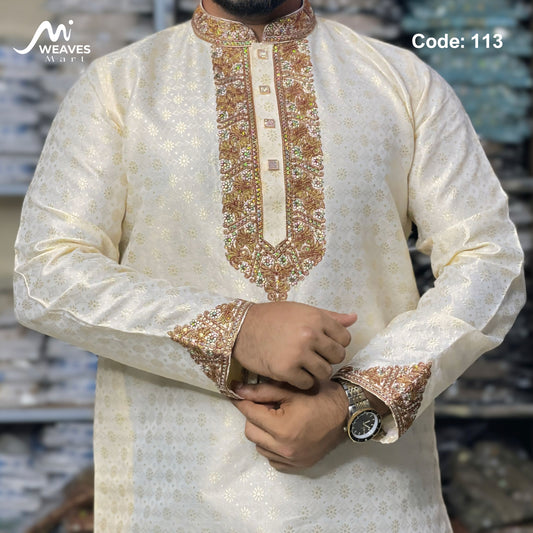 লাক্সারি কাতান কাপড়ের রাজকীয় পাঞ্জাবি – 113