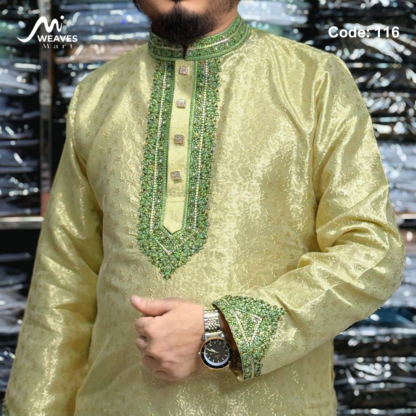 লাক্সারি কাতান কাপড়ের রাজকীয় পাঞ্জাবি – 116