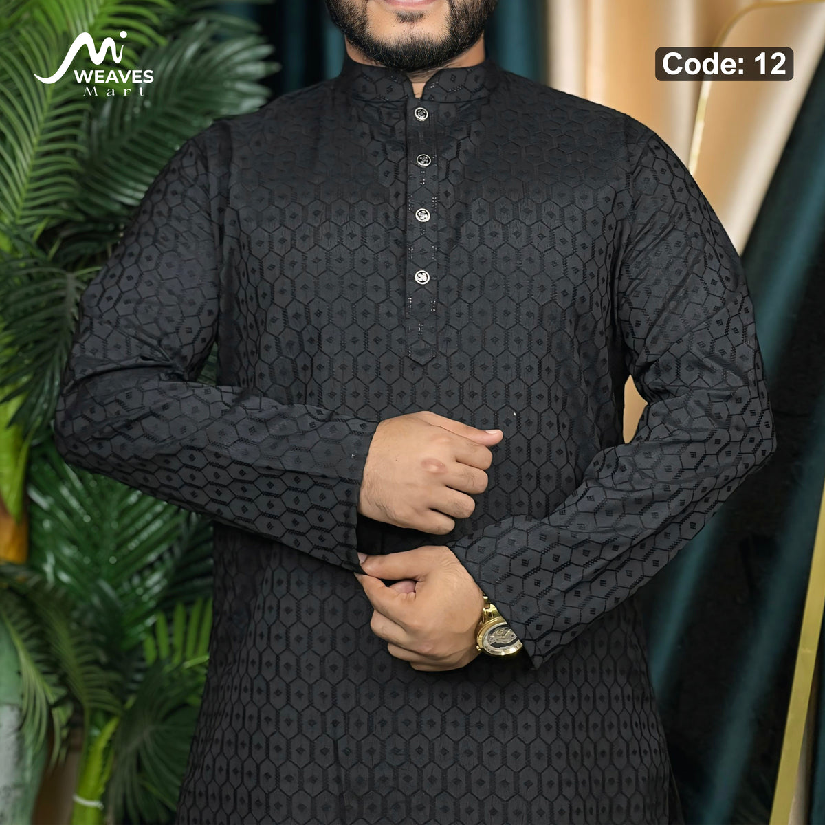 প্রিমিয়াম চায়না এমবোস ডিজাইন পাঞ্জাবি কোড - 12