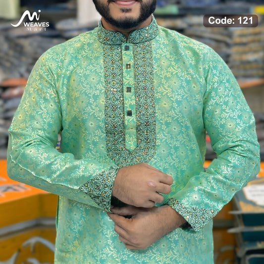 লাক্সারী কাতান কাপড়ের রাজকীয় পাঞ্জাবি – 121