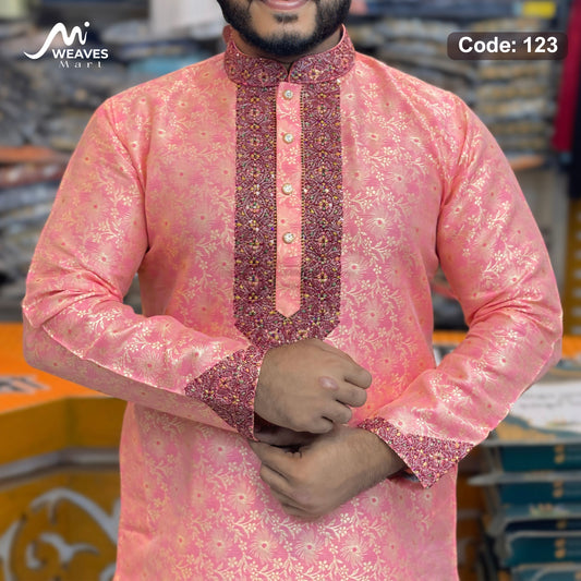 লাক্সারী কাতান কাপড়ের রাজকীয় পাঞ্জাবি – 123
