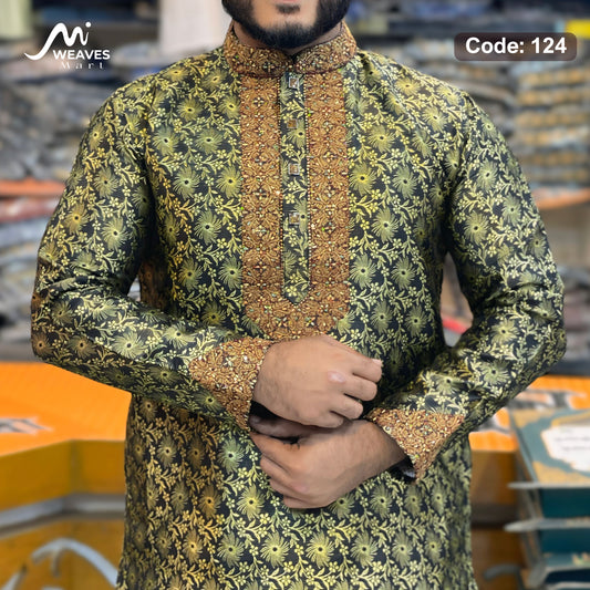 লাক্সারী কাতান কাপড়ের রাজকীয় পাঞ্জাবি – 124