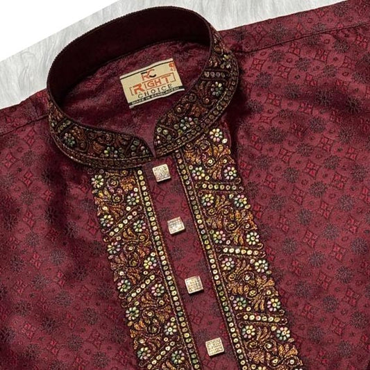 লাক্সারী কাতান কাপড়ের রাজকীয় পাঞ্জাবি – 128