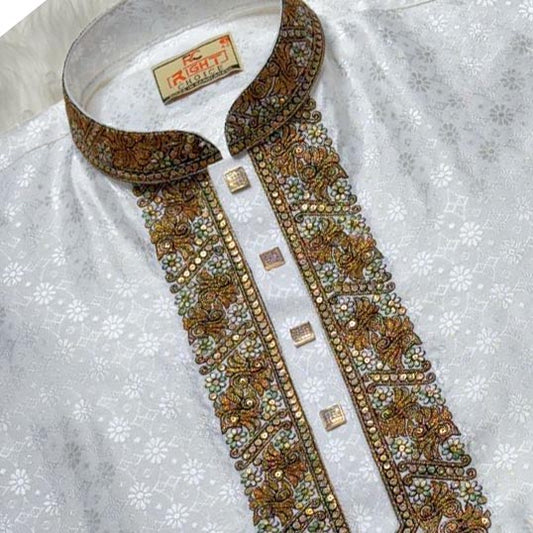 লাক্সারী কাতান কাপড়ের রাজকীয় পাঞ্জাবি – 129