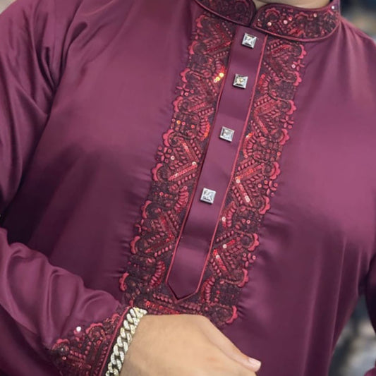 প্রিমিয়াম সাটন সুতি এমব্রডারি পাঞ্জাবি - 133