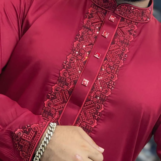 প্রিমিয়াম সাটন সুতি এমব্রডারি পাঞ্জাবি - 134