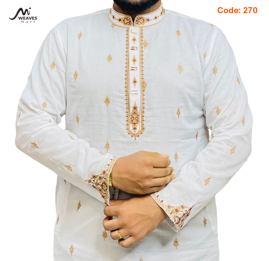 অরজিনিয়াল আদি ধুতি টিস্যু সুতি পাঞ্জাবি - 270