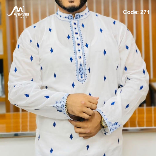 অরজিনিয়াল আদি ধুতি টিস্যু সুতি পাঞ্জাবি - 271