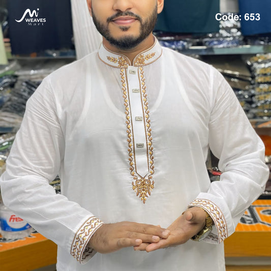 ধুতি সুতি টিস্যু সফট  সিম্পল পাঞ্জাবি - 653