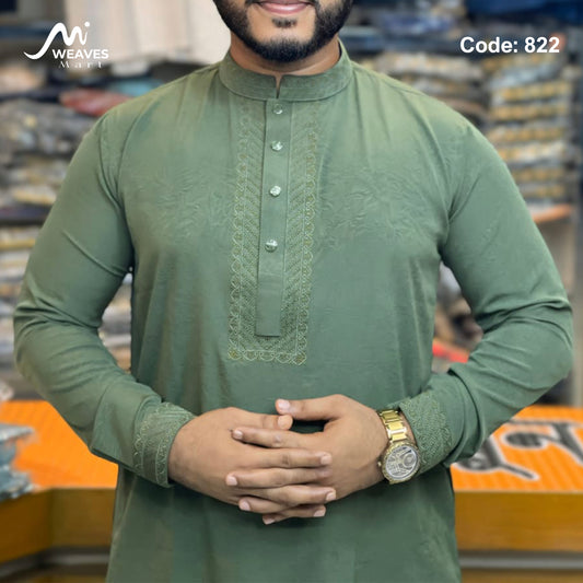 চায়না স্টিজ  এমব্রডারি সুতি পাঞ্জাবি - 822