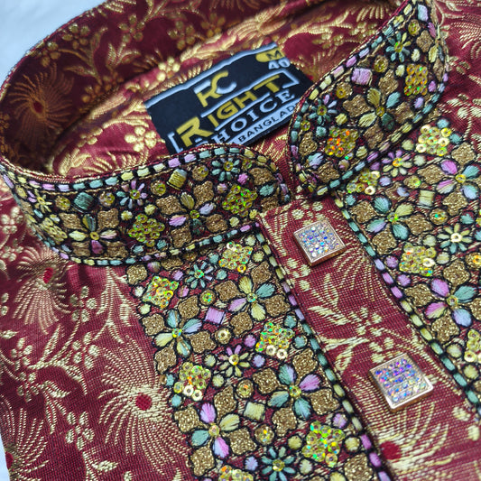 লাক্সারি কাতান কাপড়ের রাজকীয় পাঞ্জাবি - 840