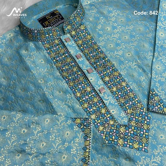 লাক্সারি কাতান কাপড়ের রাজকীয় পাঞ্জাবি - 842