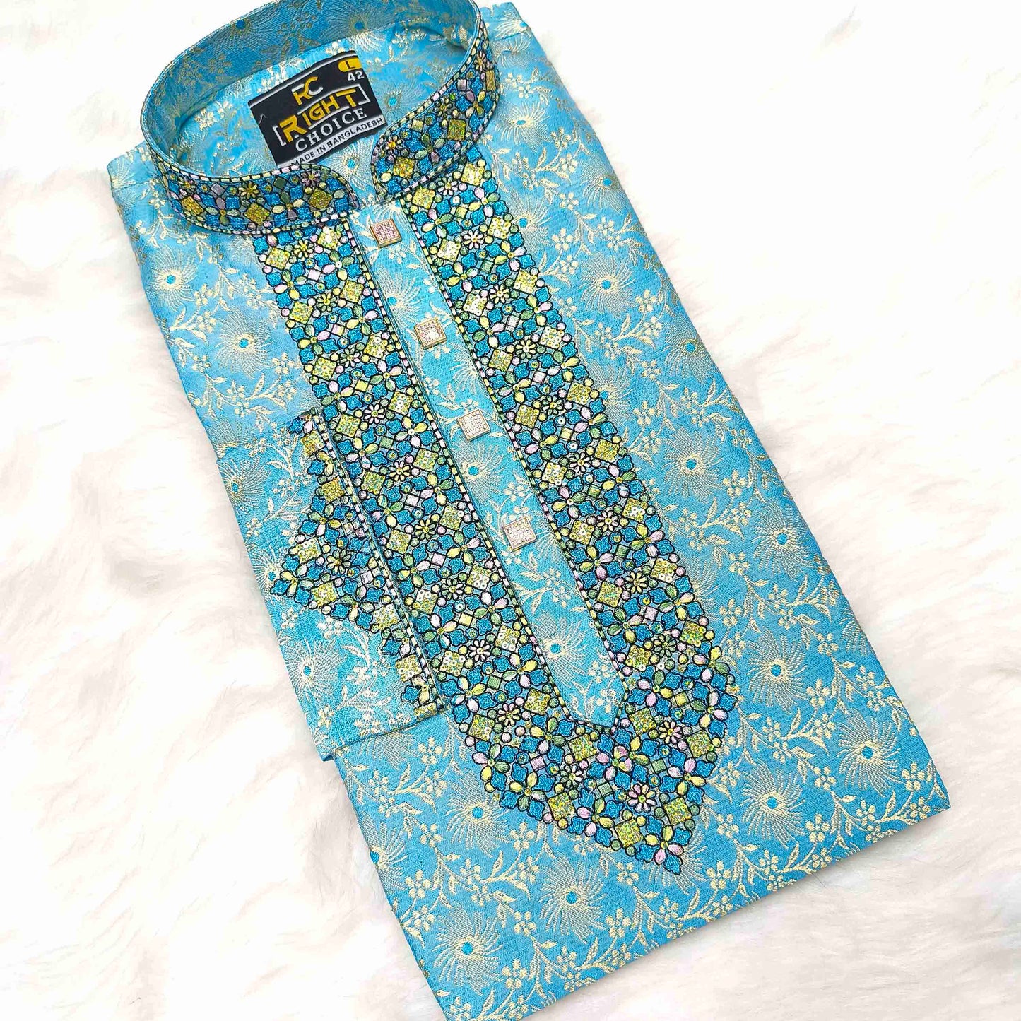 লাক্সারি কাতান কাপড়ের রাজকীয় পাঞ্জাবি - 842