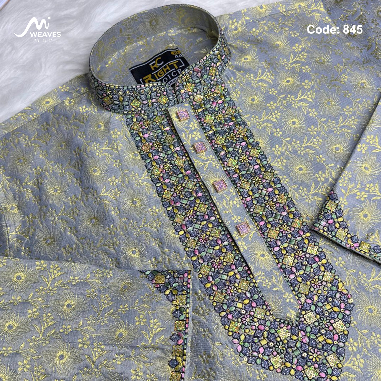 লাক্সারি কাতান কাপড়ের রাজকীয় পাঞ্জাবি - 845