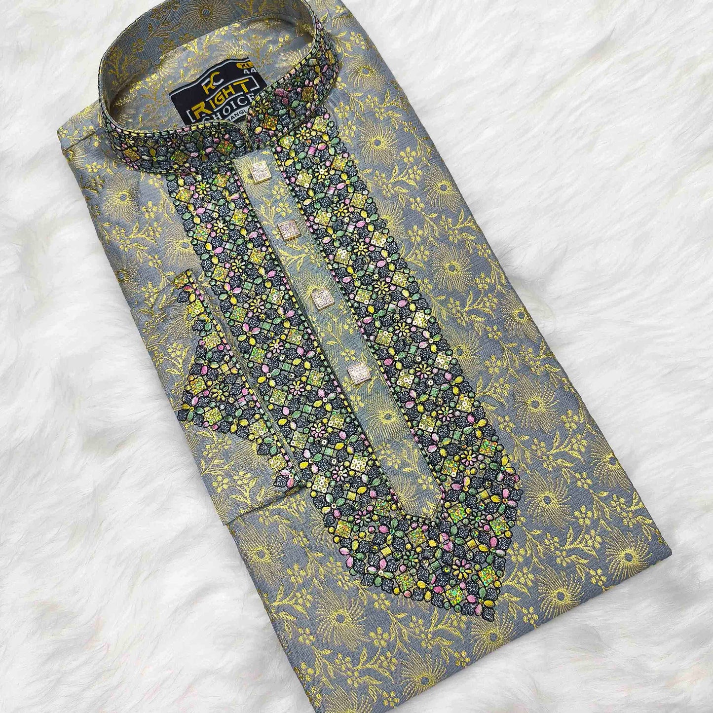 লাক্সারি কাতান কাপড়ের রাজকীয় পাঞ্জাবি - 845