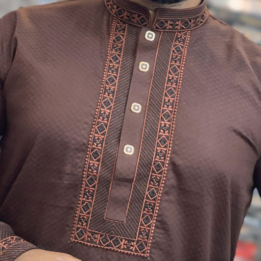 লাক্সারী প্রিমিয়াম সুতি জলছাপ পাঞ্জাবি - 91