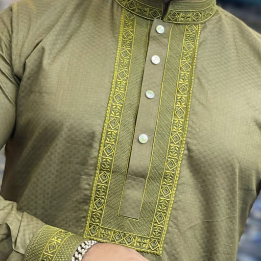 লাক্সারী প্রিমিয়াম সুতি জলছাপ পাঞ্জাবি - 94