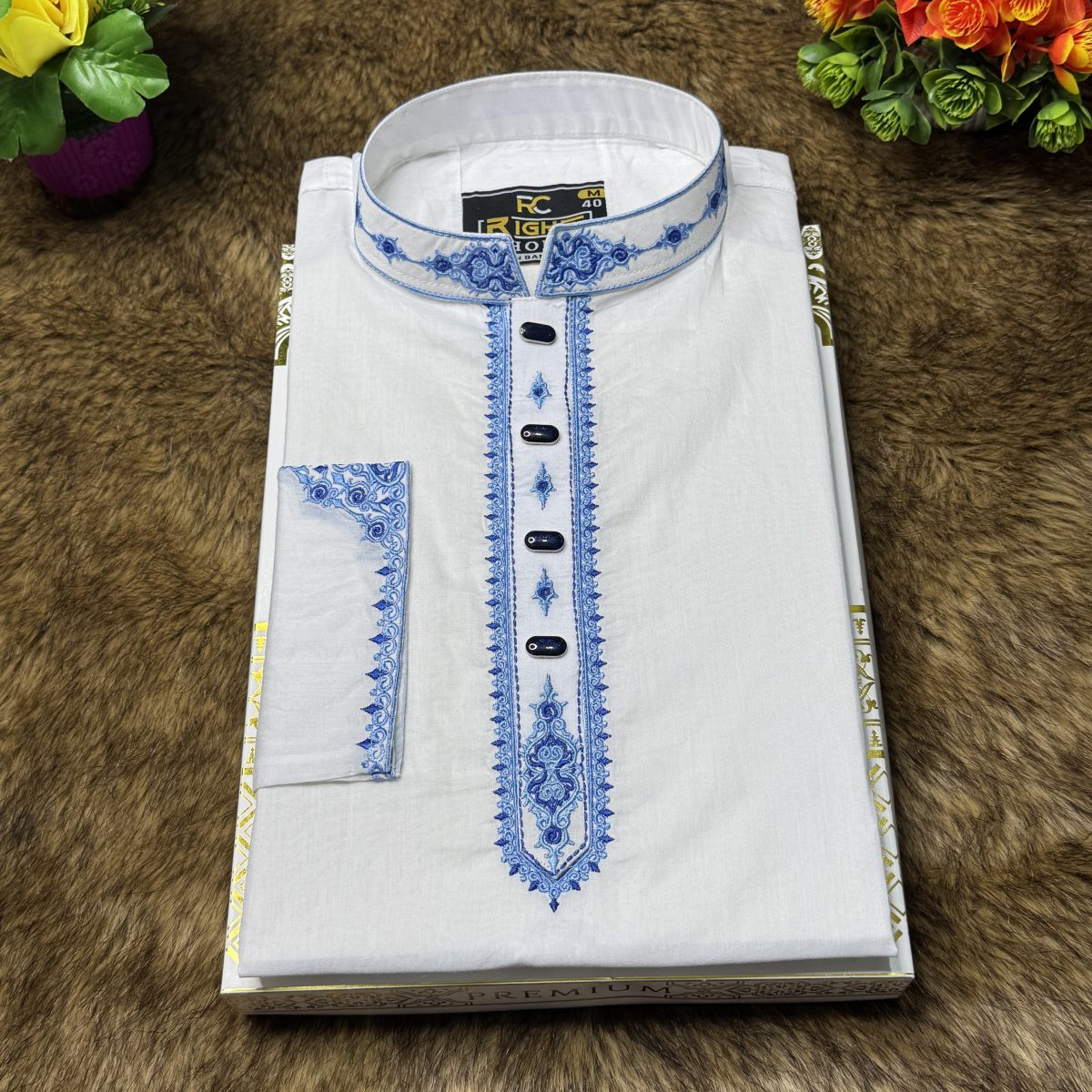 অরজিনিয়াল আদি ধুতি টিস্যু সুতি পাঞ্জাবি - 409