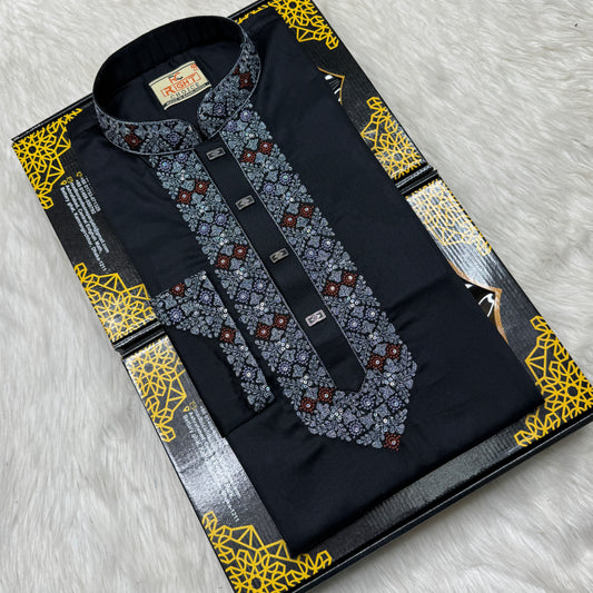 প্রিমিয়াম সাটন সুতি এমব্রডারি পাঞ্জাবি - 253