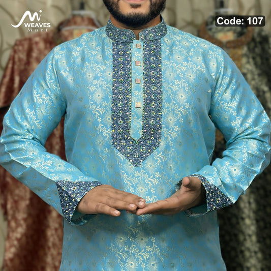 লাক্সারী কাতান কাপড়ের রাজকীয় পাঞ্জাবি – 107