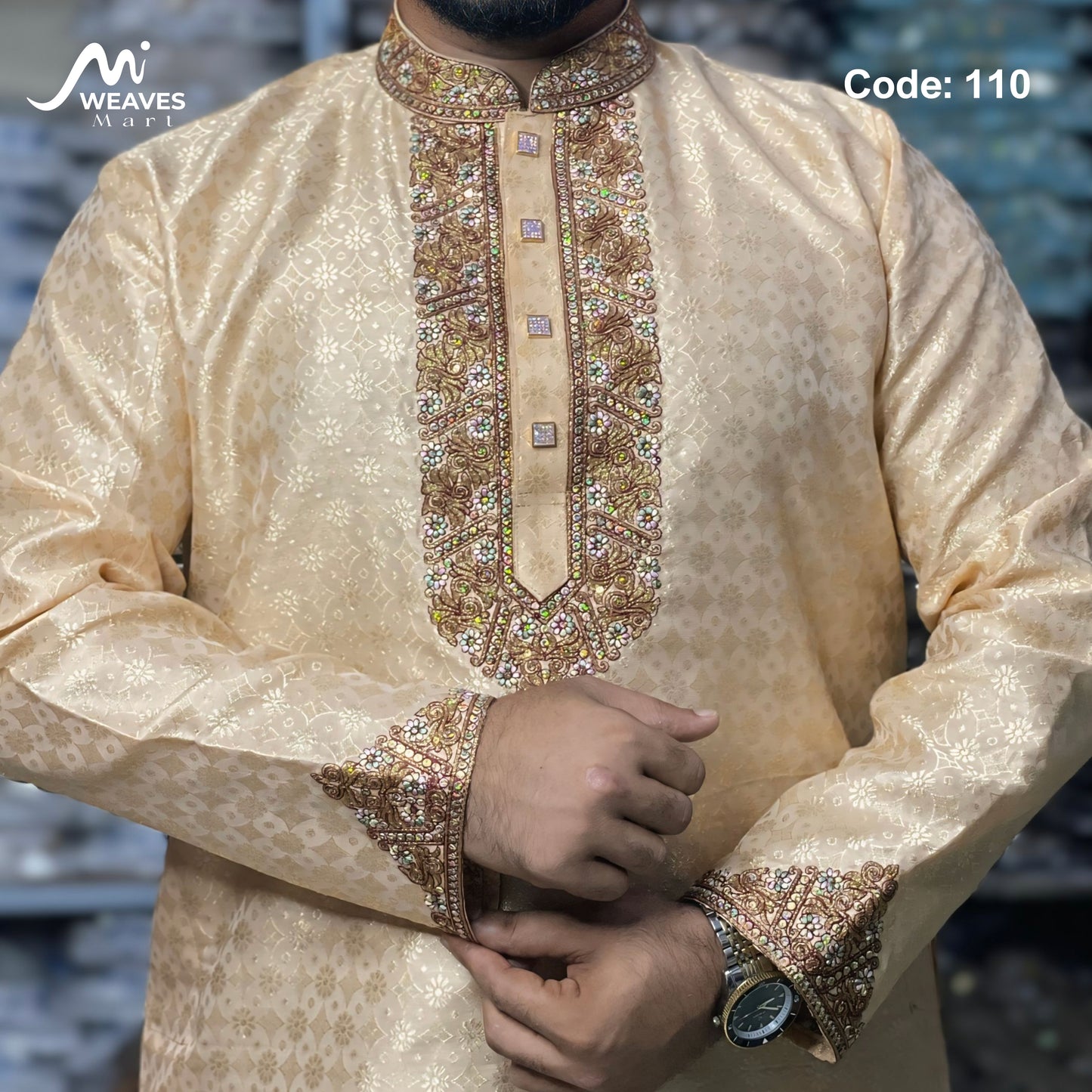 লাক্সারি কাতান কাপড়ের রাজকীয় পাঞ্জাবি – 110
