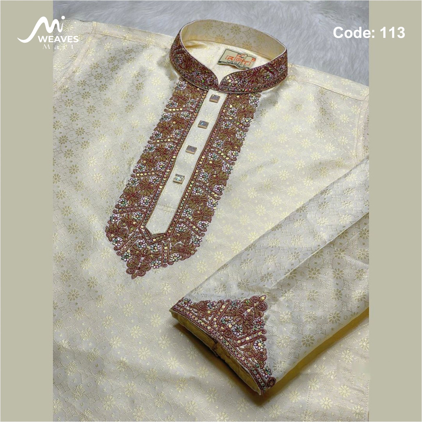 লাক্সারি কাতান কাপড়ের রাজকীয় পাঞ্জাবি – 113