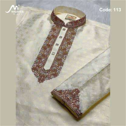 লাক্সারি কাতান কাপড়ের রাজকীয় পাঞ্জাবি – 113