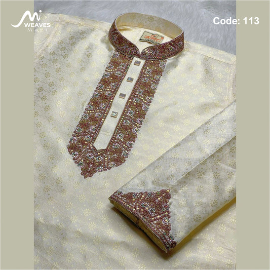 লাক্সারি কাতান কাপড়ের রাজকীয় পাঞ্জাবি – 113