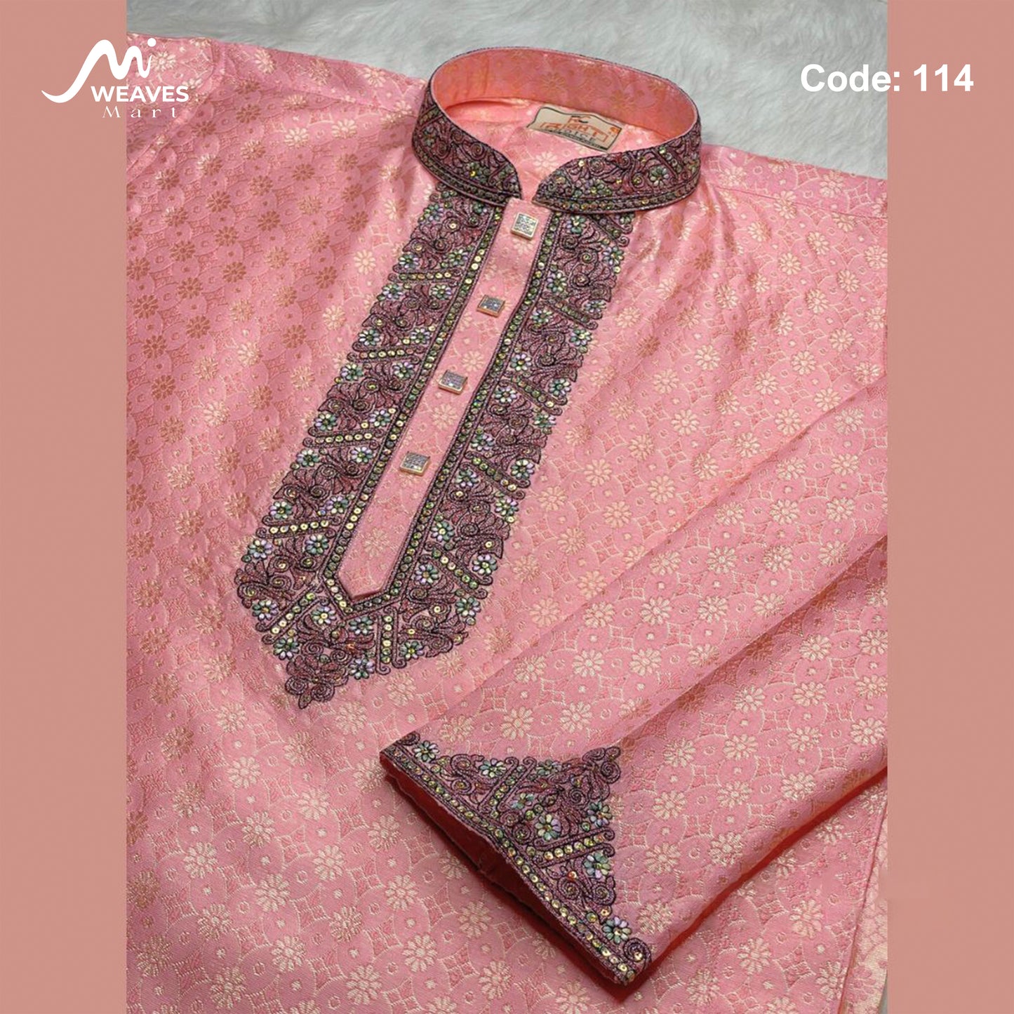 লাক্সারি কাতান কাপড়ের রাজকীয় পাঞ্জাবি – 114