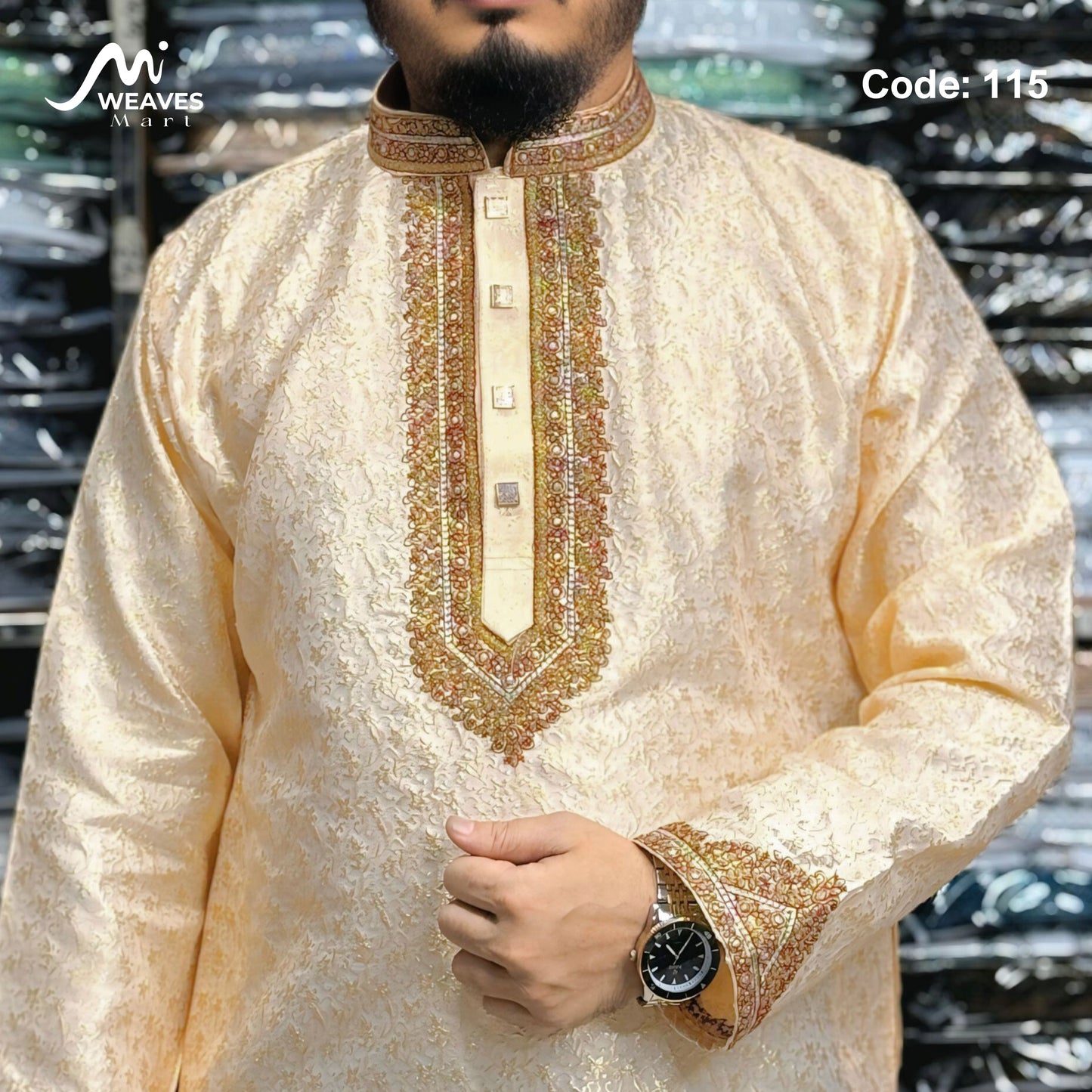 লাক্সারি কাতান কাপড়ের রাজকীয় পাঞ্জাবি – 115