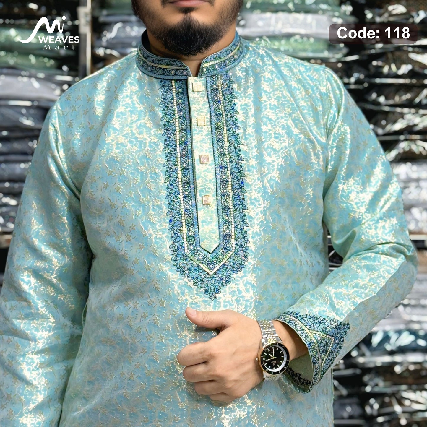 লাক্সারী কাতান কাপড়ের রাজকীয় পাঞ্জাবি – 118