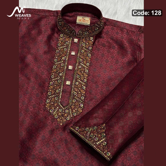 লাক্সারী কাতান কাপড়ের রাজকীয় পাঞ্জাবি – 128