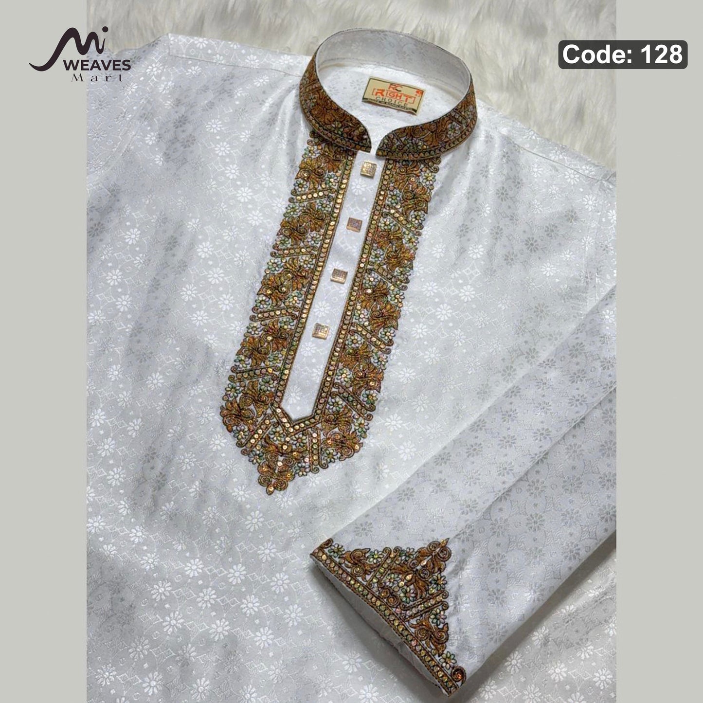 লাক্সারী কাতান কাপড়ের রাজকীয় পাঞ্জাবি – 129