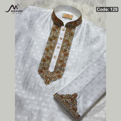 লাক্সারী কাতান কাপড়ের রাজকীয় পাঞ্জাবি – 129
