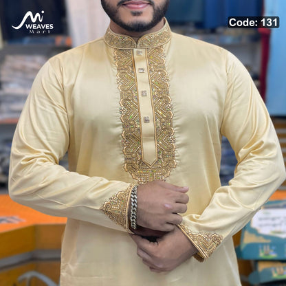 প্রিমিয়াম সাটন সুতি এমব্রডারি পাঞ্জাবি - 131