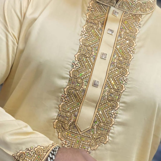 প্রিমিয়াম সাটন সুতি এমব্রডারি পাঞ্জাবি - 131