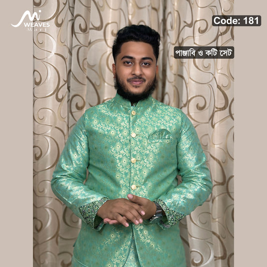প্রিমিয়াম  কাতান পাঞ্জাবি ও রয়্যাল কটি সেট Code: 181