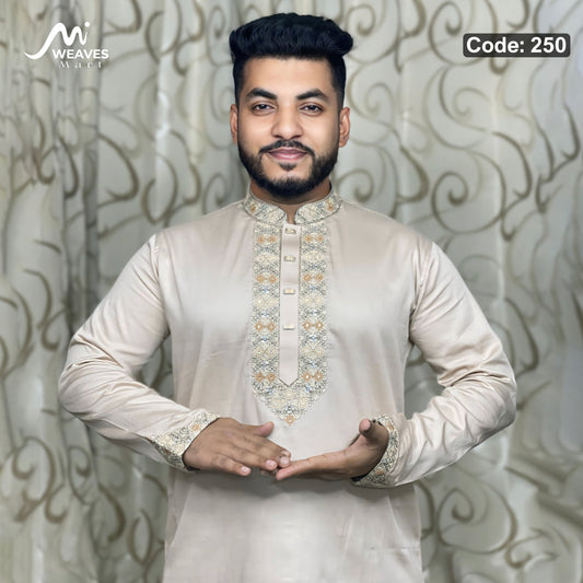 প্রিমিয়াম সাটন সুতি এমব্রডারি পাঞ্জাবি - 250