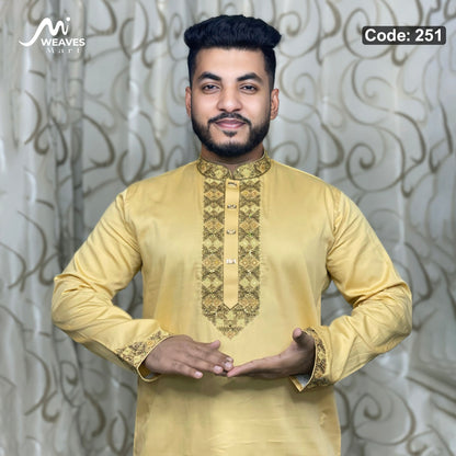 প্রিমিয়াম সাটন সুতি এমব্রডারি পাঞ্জাবি - 251