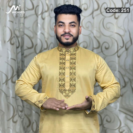 প্রিমিয়াম সাটন সুতি এমব্রডারি পাঞ্জাবি - 251