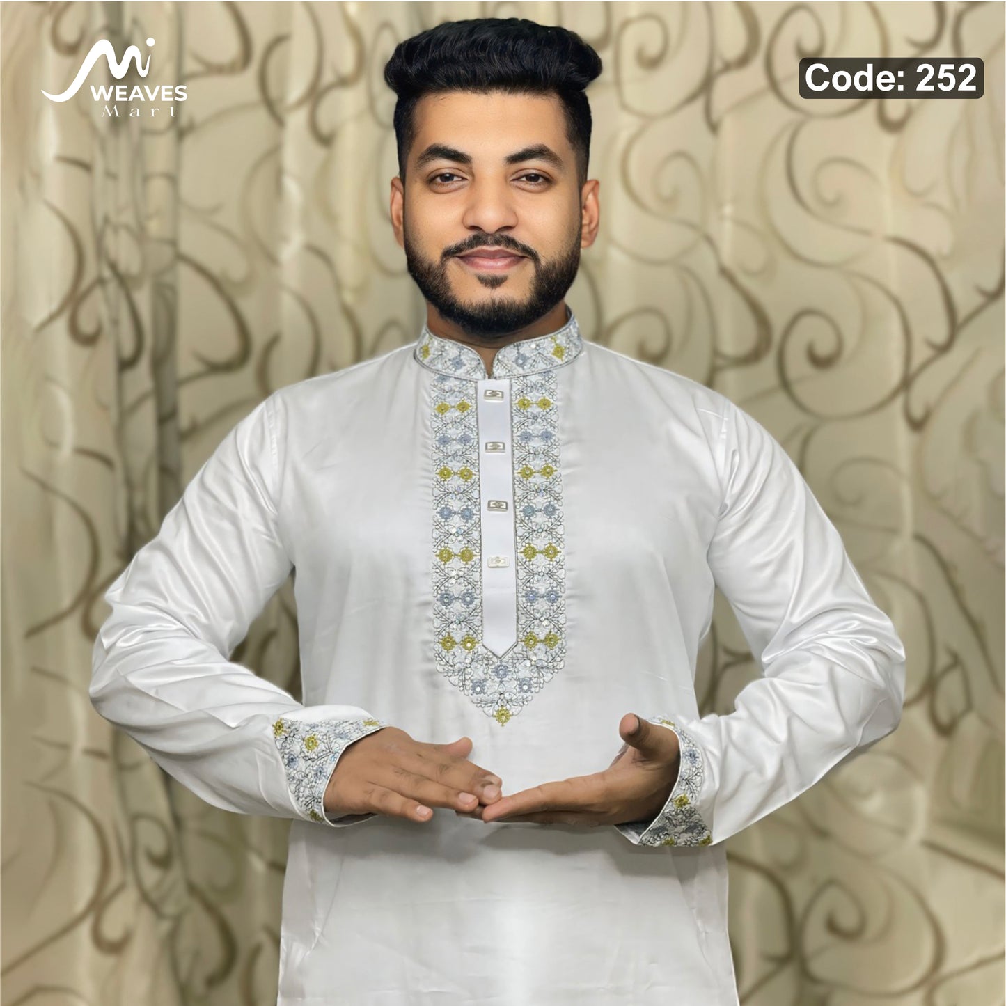 প্রিমিয়াম সাটন সুতি এমব্রডারি পাঞ্জাবি - 252