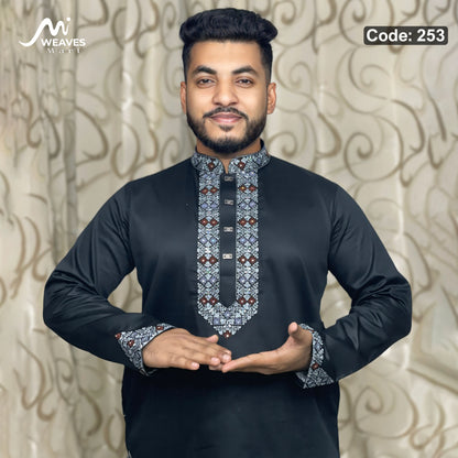 প্রিমিয়াম সাটন সুতি এমব্রডারি পাঞ্জাবি - 253