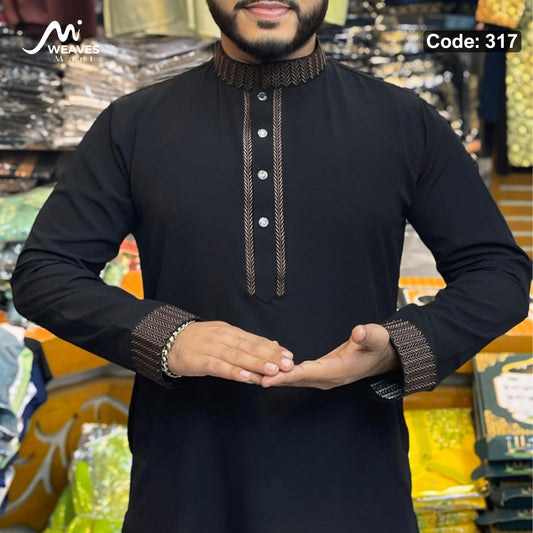 জাফরান স্টিজ এমব্রডারি পাঞ্জাবি কোড - 317