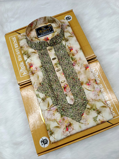 Digital Print Panjabi – Soft Cotton with Stylish Prints - 340