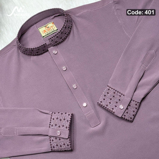 প্রিমিয়াম জাফরান স্টিজ এমব্রডারি  কফহাতা পাঞ্জাবি কোড - 401