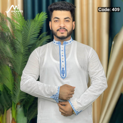 অরজিনিয়াল আদি ধুতি টিস্যু সুতি পাঞ্জাবি - 409