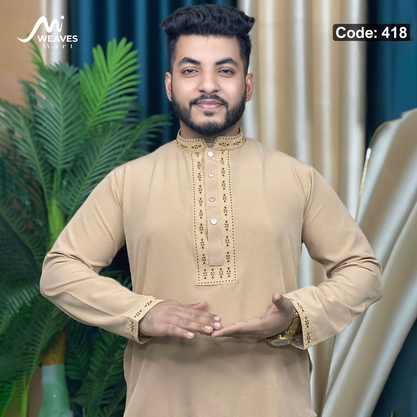 প্রিমিয়াম চায়না জাফরান পাঞ্জাবি কোড- 418